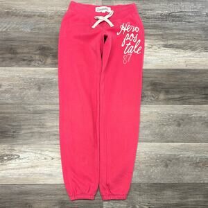 NYC Aeropostale 87 Script Classic Cinch Pink Womens XS Tapered Jogger Sweatpants